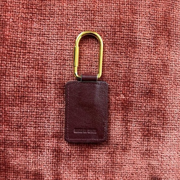 CHRISTIAN DIOR Leather Key Fob Ring Burgundy - Picture 2 of 3